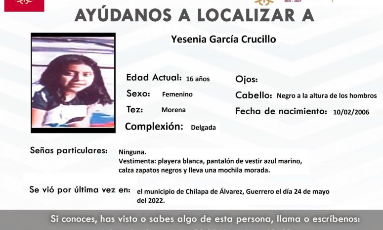 Buscan a otra menor de 16 años desaparecida, ahora en Chilapa