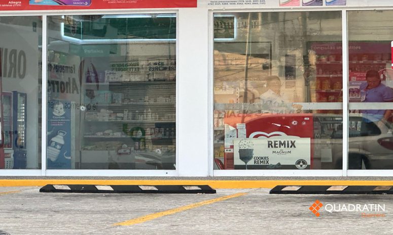Dañan farmacia disparos durante bloqueo de transportistas en Acapulco
