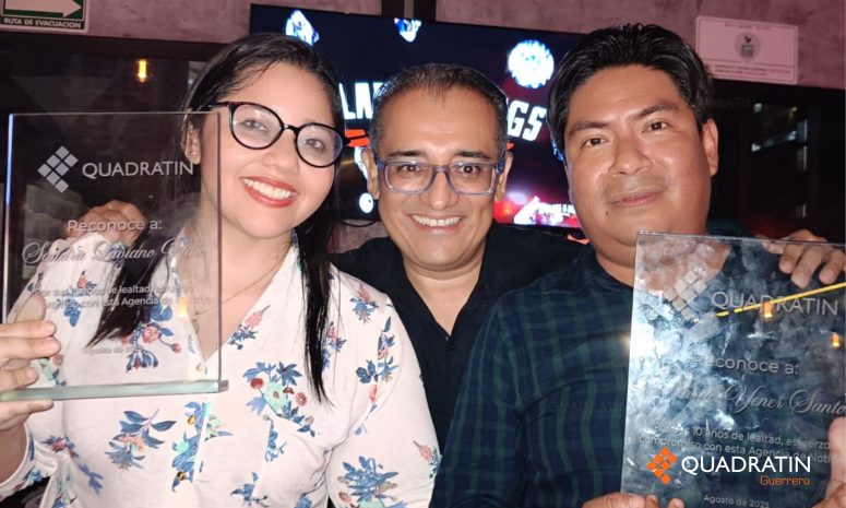 Reconoce Quadratín a Sandra Luviano y Yener Santos por 10 años de trabajo