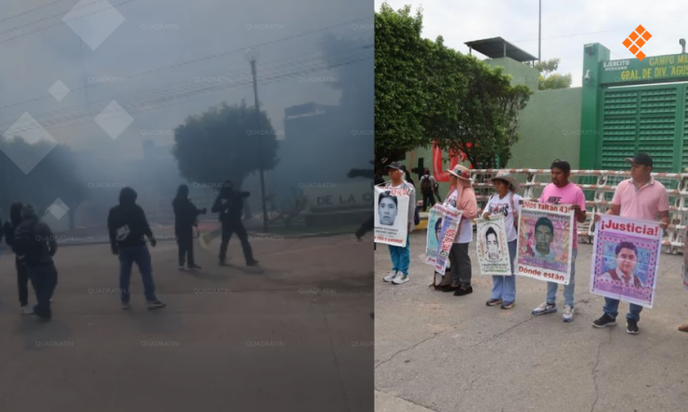 Lanzan petardos al cuartel militar de Iguala por 12 años de Ayotzinapa