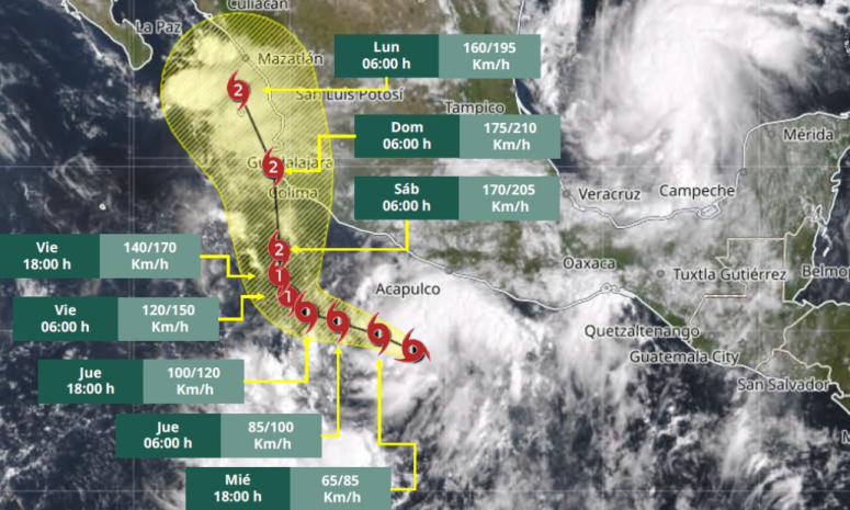 Simón pegaría a México como huracán categoría 2: Meteorológico