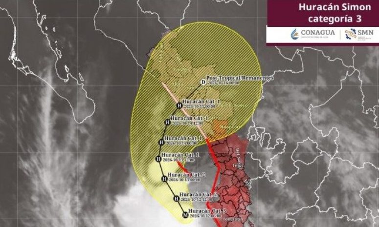 Huracán Simón baja a categoría 3, se aleja de Jalisco y apunta a Sinaloa