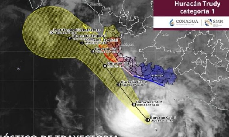 Se aleja el huracán Trudy de Guerrero y se acerca a Michoacán