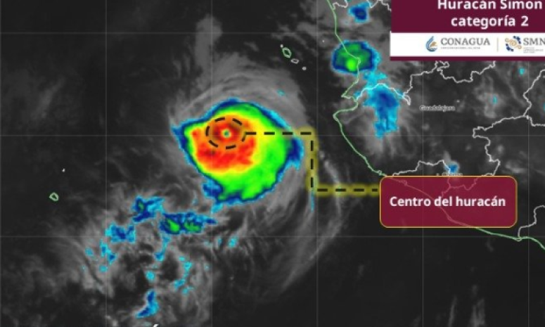 Se reintensifica el huracán Simón a categoría 2 al suroeste de Sinaloa