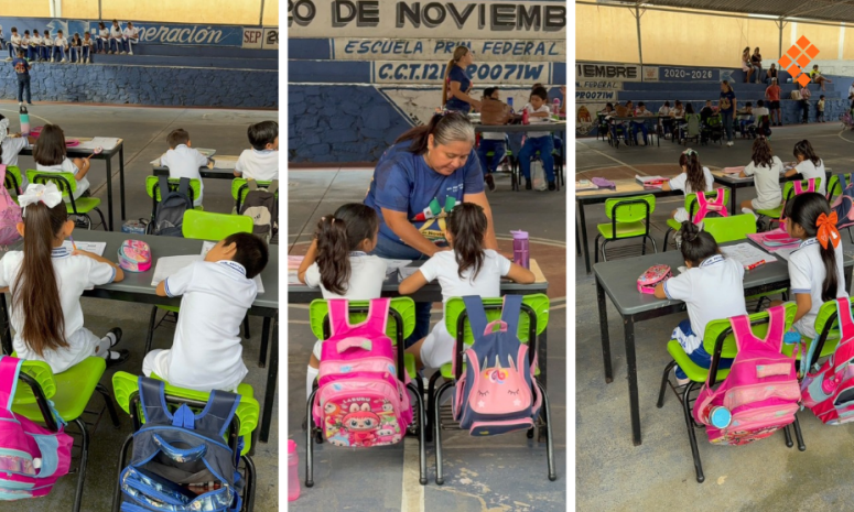 Toman clases en cancha por riesgo de colapso de aulas en Zihuatanejo